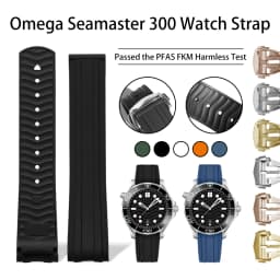 Original Design 20mm Fit For Omega Seamaster 300 Rubber Strap FDA-Approved Fluoroelastomer Multi-Color Options