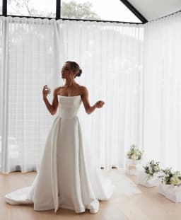 High Quality Pleat Satin A Line Princess Wedding Dresses Side Slit Split Wedding Gown Vestido De Noiva 2024