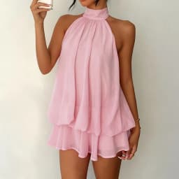 French Style Solid Color Women's Halter Neck Sleeveless Off Shoulder Backless A Line Mini Spicy Girl Beach Vacation Dresses