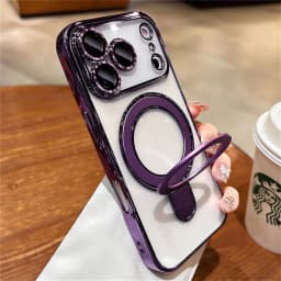 Luxury For Magsafe Bracket Case For iPhone 16 17 18 15 14 13 12 Pro Max 16 Plus Magnetic Ring Stand Holder Clear Acrylic Cover