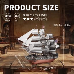Piececool 3D Model Kits Sailing Frigate Ship Model Building Kits 3D Puzzles Adult Assembly DIY Kit for Brain Teaser Best Gifts