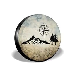 Compass Rose Black Spare Tire Cover UV Sun Wheel Covers Fit for Trailer, RV, SUV and Many Vehicle 15 Inch
