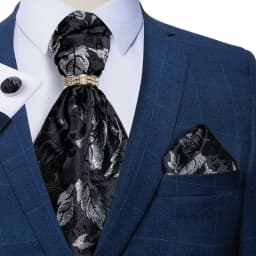 Luxury Men Green Blue Paisley Ascot Tie Set Solid Necktie Ring Wedding Party Cravat Purple Ties Pocket Sqaure Cufflink Free Ship
