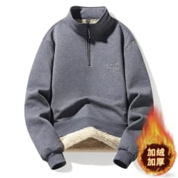 Winter Sweatshirt Men Long Sleeves Men Fleece Lined Warm Sweatshirt Pure Color Quarter Zip Sweatshirt Thicken Plus Size 8XL