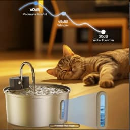 3.2L Auto Wireless Rechargeable Motion Sensor Cat Water Feeder Stainless Steel Cat Dog Pet Water Fountain Silent(No 5V 1A Plug)