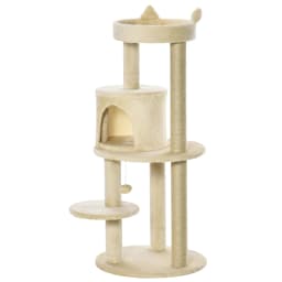 PawHut 4 Tiers 104cm Cat Tree w/ Scratching Posts Perches Hanging Ball