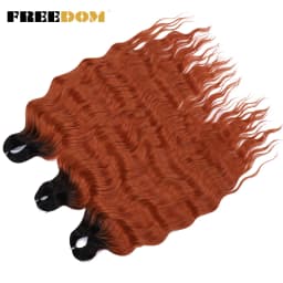 FREEDOM Synthetic Braiding Hair Extensions Deep Wavy 24 inch Long Curly Braids Hair Ombre Brown Rainbow Twist Crochet Hair