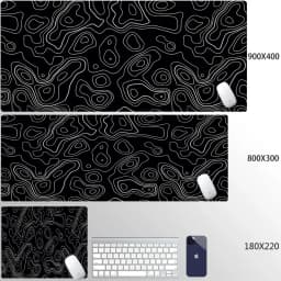 Liquid Mouse Pad Gaming Black And White Contour Lines Printon Demand Large HD Mousepad XXL Playmat Soft Carpet Laptop Mouse Mats