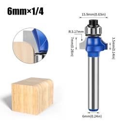 1/4 Inch Shank 6mm Shank Blue Roundover Router Bit Set Carbide Wood Router Bits for Woodworking