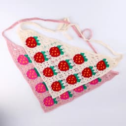 Womens Triangle Knit Scarf Strawberry Headband Hair Cute Girl Accessories Crochet Head Scarf