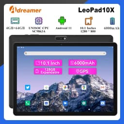 Adreamer 10.1-Inch Tablet LeoPad20 Android13 GPS Octo Core 1280*800 IPS Display 3GB 32GB 6000mAh Battery Metal Body Tablet