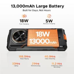 Phone robust DOOGEE Fire 7 5G Gemini AI 36Go (6 + 30) 128 Go battery mAh dimension Smartphone