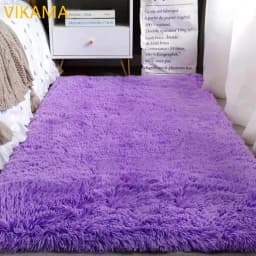 VIKAMA Simple Silk Wool Plush Carpet Bedroom Living Room Bed Blanket Solid Color High-Grade Soft Blanket Room Coffee Table Mat