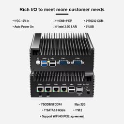 Fanless Industrial Mini PC Intel N100 N150 4 Port 2.5G I226-V LAN 2*RS232 COM DDR4 Firewall Router PfSense Server Computer