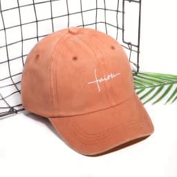 1pc Faith Printed Retro Street Style Distressed Men Women Baseball Cap for Women,summer Casual Outdoor Ideal Match Flat Caps