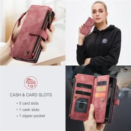 CaseMe Flip Leather Phone Case For Samsung Galaxy Z Fold 8 7 6 5 4 3 S26 Ultra S25 FE S24 Plus S23 S22+ Zipper Wallet Card Cover