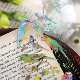 3sheets dragonfly feathers birds marine creatures hot stamping PET stickers DIY handmade materials scrapbooks decorative
