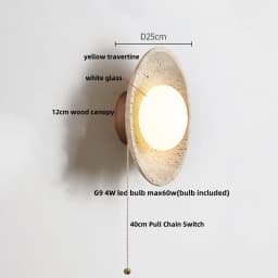 IWHD Nordic Modern LED Wall Lights Living Dining Room Bar Yellow Travertine Interior Home Decor Creatvie Bedside Lamp Lamparas