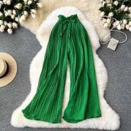 Women Long Pants Wide Leg Pant Solid Loose Y2k Casual Lace Up Tight High Waist Capris Regular Pleated Trousers Summer 2026
