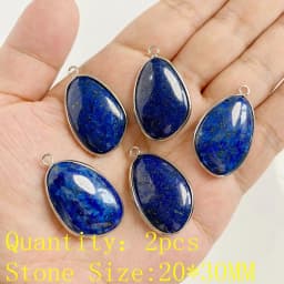 2PCS Natural Blue Lapis Lazuli Stone Gem Pendant Connector Charm For DIY Woman Men Jewelry Making Accessory Wholesale