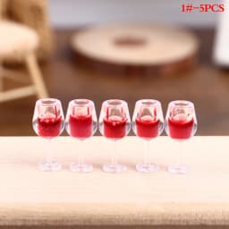 5Pcs 1:12 Dollhouse Miniature Wine Cup Beer Mug Wine Bottle Model Furniture House Decor Toy