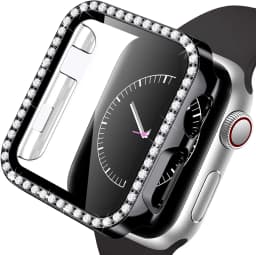 Glass+Case For Apple Watch series 8 7 6 5 4 3 SE Diamond bumper Screen Protector+cover iWatch case 45mm 41mm 44mm 40mm 42mm 38mm
