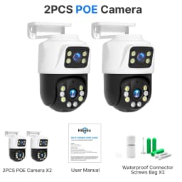 Hiseeu Dual Lens 3MP+3MP POE IP PTZ Camera Waterproof Outdoor Home Security POE Camera Two-way Voice Dual Screen Camera