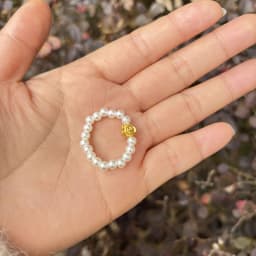 Elastic Beaded Ring Featuring Acrylic Pearls in Wave Drop Geometric Shapes Korean Style Unisex Jewelry Fresh Sweet Design Multip