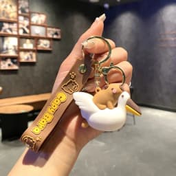 Capybara Keychain PVC Soft Key Accessories Cute Party Gifts for Christmas for Boys and Girls Key Buckles Metal