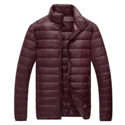 Schinteon Men Ultralight White Duck Down Jacket Thin Stand Collar Solid Color Simple Autumn Outwear