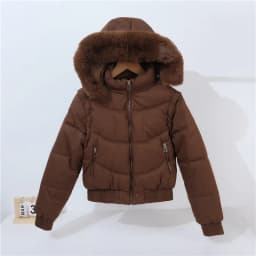 Winter Thickened Short Korean-Style Cotton-Padded Jacket with Fur Collar for Petite Women Warm Coat down Filled