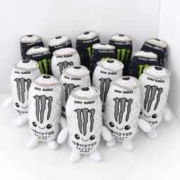 Black White m-o-n-s-t-e-r Energy Can Shaped Plush Toy Zero Sugar Theme Soft Stuffed Doll Desktop Decor Holiday Gift