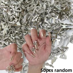 50PCS Mixed Random Metal Snake Butterfly DIY Nail Rhinestone Luxury Japan Various Size Gems Jewelry Decor Manicure Accessories *