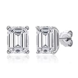 KNOBSPIN D Color Princess Cut Moissanite Earring s925 Sterling Sliver Plated with 18k White Gold Earrings for Women Fine Jewelry