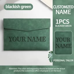 Personalized PU Leather A4 File Folder Custom Name Magnetic Closure File Bag Waterproof Document Laptop Bag for Office School