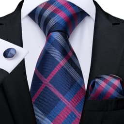 New Fashion Plaid Men's Tie Set High Quality 8cm Width Neck Tie Handkerchief Cufflinks Business Wedding Tie Gift For Men