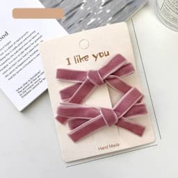 2PC Korean Style Velvet Bow Hairpin Set Solid Color Simple Hairgrip for Girls & Women Vintage Hair Clips Accessory