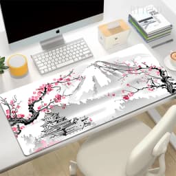 XXL Large Desk Mat Japanese Style Gaming Mouse Pad Pink Sakura Mousepads Black White Torii Art Mouse Mats Rugs for Laptop Gamer