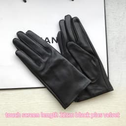 Ladies Sheepskin Gloves Classic Solid Color Real Leather Spring Velvet Lining Cycling Driving Gloves Autumn Winter