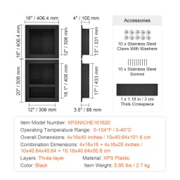 SucceBuyShower Niche Ready for Tile Shelf Organizer Corners Niche Recessed Sealed Protection Soap Storage for Shower Bathroom