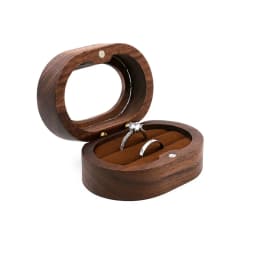 Handmade Walnut Wood Ring Box with Transparent Lid Romantic Engagement Jewelry Case for Couple Custom Engraved Personalized Name