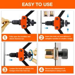 Manual Rivet Nut Gun, M3 M4 M5 M6 M8 M10 Cordless Rivet Nut Gun, Multi-Size Insert Rivet Nut Tool, Including Wrench And Tool Box