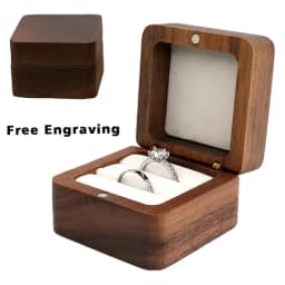 Free Custom Name Walnut Wooden Ring Box Personalized Wedding Anniversary Gift Walnut Wood Engagement Wedding Rings Box Gift