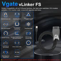 Vgate ELM327 vLinker FS USB OBD2 Scanner Car Auto For Ford Mazda OBDII Scan MS CAN HS CAN Diagnostic Tools Automotive Scanner