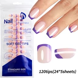 240/120pcs Summer Colorful Fake Nails Short Square Press On Nails French Acrylic Manicure Nail Art Glossy Full Cover False Nail