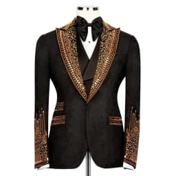 Customized Luxury Men Suits Diamond 2 Pieces Sets Single-Breasted Ropa Hombre Peaked Lapel Groom Tuxedos Male Party Prom B