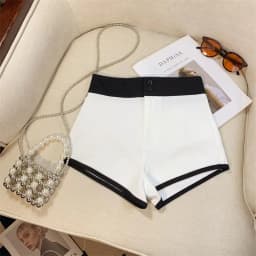 New Fashion Black White Patchwork High Waist Wrap Hip A-line Shorts Women Summer Gray Casual Wide-leg Short Pant Trend Popular