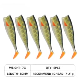 80mm 105mm Soft Fishing Lure Jighead Black Tail Minnow Artificial Silicone Bait Saltwater Sea Bass Swimbait Gear