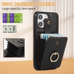 For iPhone 18/17e/16/15/14 Pro Max Plus Case Wallet with Card Holder, 360°Rotation Finger Ring Holder Kickstand, RFID Blocking