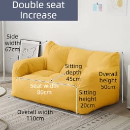 2 Person Bean Bag Sofas Relaxing Soft Lazy Puffs Sofa Living Room Comfortable Backrest Chair Portable Sleeping Sofas Furniture
